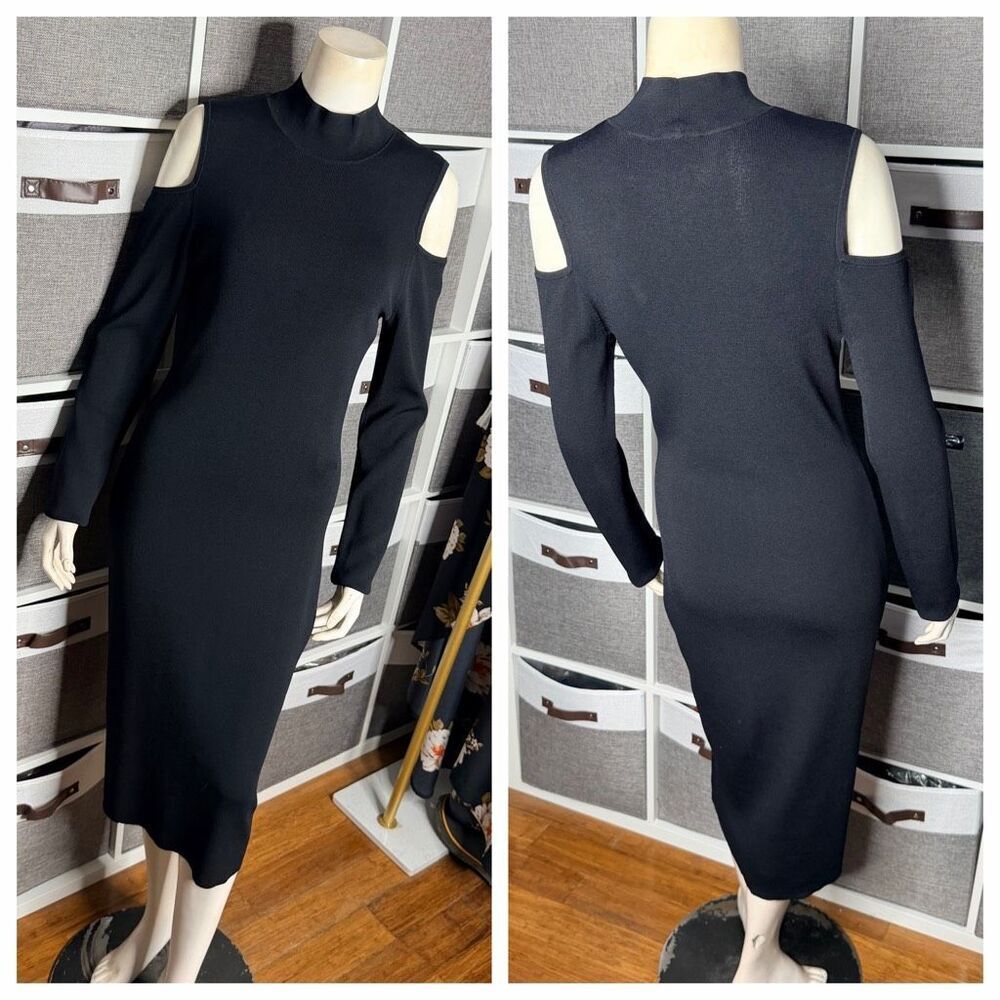 Laundry by Shelli Segal Cold Shoulder Knit Midi  Dress Size Medium
